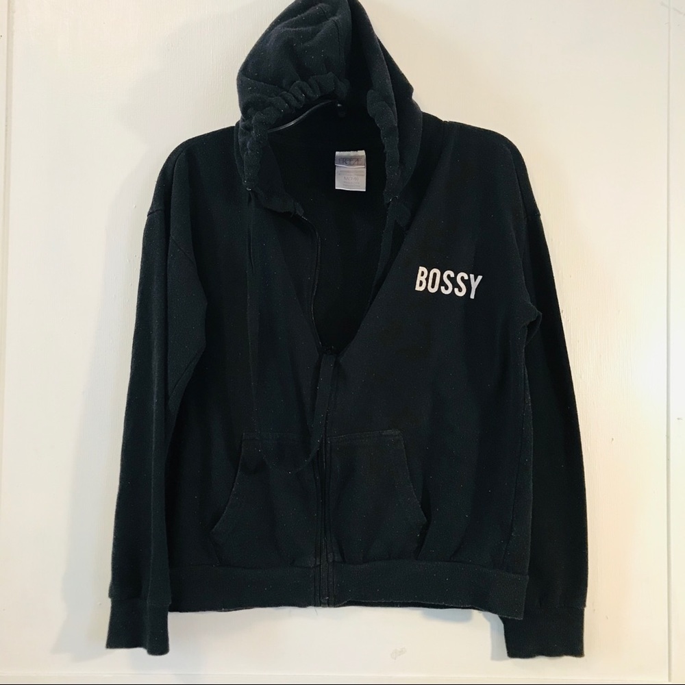 Black Zip Front Hoodie M